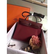 Hermes original canvas&calfskin leather herbag H45987 wine HV00595Gp37