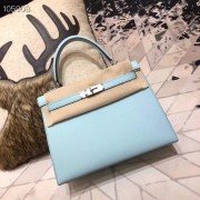 Hermes original Kelly Epsom Leather KL32 light blue Silver hardware HV05766gN72