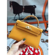 Hermes original mini Kelly chevre mysore K19CM Mango yellow&Gold Metal HV06131gN72