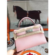 Hermes original mini Kelly chevre mysore K19CM pink&silver Metal HV08006su78