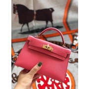 Hermes original mini Kelly chevre mysore K19CM Watermelon red&Gold Metal HV02248Is79