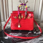 Hermes Upgraded version Birkin BK25 Tote Bag Croco Leather H8096 red HV09411yj81