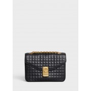 High Quality Imitation CELINE MEDIUM C BAG IN BICOLOUR QUILTED CALFSKIN CL87253 black HV01120Vu82