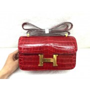 Hot Hermes Constance Bag Croco Leather 3327 BUrgundy HV00198io40