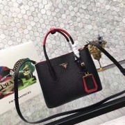 Hot Replica prada medium saffiano lux tote original leather bag bn2755 black&red HV08408wR89