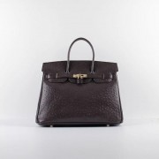 Imitation 2015 Hermes new models ostrich pattern 6089 dark coffee gold chain HV09691Oz49