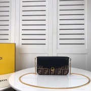 Imitation AAA Fendi WALLET ON CHAIN WITH POUCHES leather mini-bag F0005 black&brown HV11492RP55