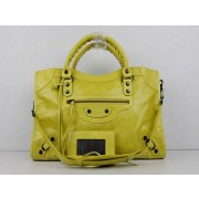 Imitation Balenciaga The City Handbag Sheepskin 084332 yellow HV01266Dl40