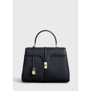 Imitation CELINE MEDIUM 16 BAG IN SATINATED CALFSKIN 187373 BLACK HV11637Ug88