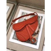 Imitation Dior SADDLE BRAIDED LEATHER STRIPS WITH FRINGE BAG M900 orange HV03078ye39