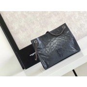 Imitation SAINT LAURENT NIKI MEDIUM SHOPPING BAG IN CRINKLED VINTAGE LEATHER 5814 dark grey HV10309KV93