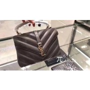 Imitation YSL Classic Calfskin Leather Flap Bag 2802 gray HV05454Za30