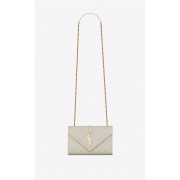 Imitation YSL ENVELOPE SMALL IN MIX MATELASSEGRAIN DE POUDRE EMBOSSED LEATHER 19207 BLANC VINTAGE HV08758SU87