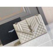 Imitation Yves Saint Laurent Calfskin Leather 487206 white&Ancient silver HV11068Fo38