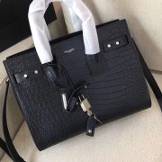 Imitation Yves Saint Laurent Classic Sac De Jour Bag Croco Leather Y398709 Black HV02124zn33