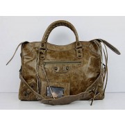 Knockoff Balenciaga The City Handbag Sheepskin 084332 Khaki HV00034Bt18