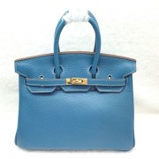 Knockoff Best Hermes Birkin 25CM Tote Bag Original Leather H25 Blue HV09730sm35