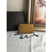 Knockoff BOTTEGA VENETA Knot snakeskin-trimmed satin clutch 62548 Bronze HV04382WW40