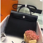 Knockoff Hermes mini Herbag Original Canvas Leather & Calfskin 45988 Black HV06937WW40