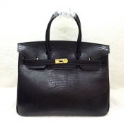 Knockoff High Quality Hermes birkin 35cm lizard leather tote bag H35 black HV00945FA65