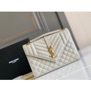 Knockoff Yves Saint Laurent Calfskin Leather 487206 white&gold HV00067ch31