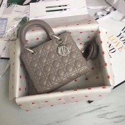 LADY DIOR LAMBSKIN BAG CAL44550 grey&silver-tone metal HV07674Lp50