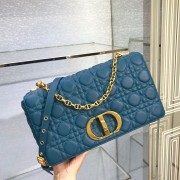 LARGE DIOR CARO BAG Soft Cannage Calfskin M9243U blue HV06901Zw99