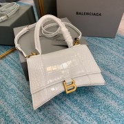 Luxury Balenciaga HOURGLASS SMALL TOP HANDLE BAG crocodile embossed calfskin B108895E white HV07442bE46