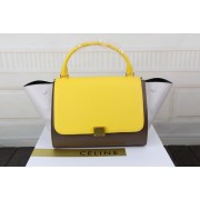 Luxury Celine trapeze bag original leather 3342 yellow&khaki&white HV04205UV86