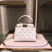 Luxury Fendi PEEKABOO XS white leather mini-bag 8BN309A HV11193Lv15