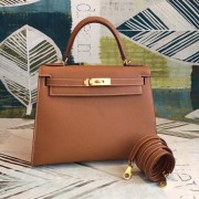 Luxury Hermes original Kelly Epsom Leather KL32 brown HV06712bE46