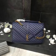 Luxury Replica YSL Flap Bag Calfskin Leather 392738 blue Gold buckle HV02659vv50