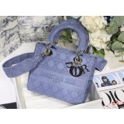 MEDIUM LADY D-LITE BAG Denim Blue Cannage Embroidery M0565OR HV01908Gh26