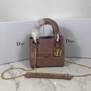 MINI LADY DIOR TOTE BAG IN EMBROIDERED CANVAS C4531 pink HV11989Mn81