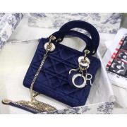 MINI LADY DIOR Velvet BAG M424 blue HV01610rd58