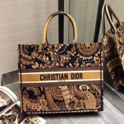 ORANGE AND BLACK DIOR BOOK TOTE DIOR ANIMALS EMBROIDERED CANVAS BAG M747 HV09043Oj66