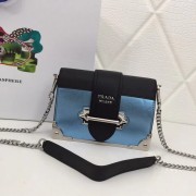 Prada Cahier calf leather bag 1BH018 blue HV02562hi67