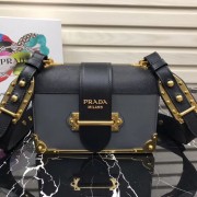 Prada Cahier leather shoulder bag 1BD045 grey&black HV08153LG44