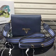 Prada calf leather shoulder bag 1BD102 dark blue HV00073CD62