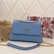 Prada Calf leather shoulder bag 82501 sky blue HV00935Qu69