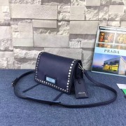 Prada Etiquette Messenger Bag Calfskin Leather 1BD082 dark blue HV04424hc46