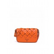 Prada Leather Prada Tress Shoulder Bag 1BD246 orange HV03689nS91