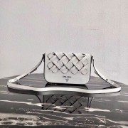 Prada Leather Prada Tress Shoulder Bag 1BD246 white HV01634lk46