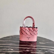 Prada Leather Tress Tote 1BG318 pink HV09672UE80