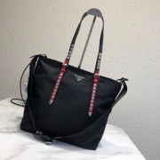 Prada Saffiano leather and nylon tote 1BG212 black&Red HV02081yk28