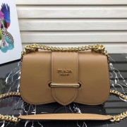 Prada Sidonie leather shoulder bag 1BD184 Brown HV04668yC28