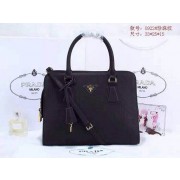 Replica 2015 Prada pearl leather tote bag 0922 black HV01741AP18