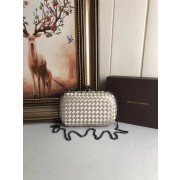 Replica BOTTEGA VENETA Knot snakeskin-trimmed satin clutch 62548 beige HV10044VA65