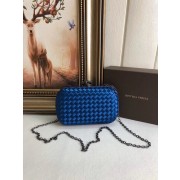 Replica BOTTEGA VENETA Knot snakeskin-trimmed satin clutch 62548 blue HV11143iF91