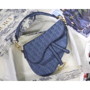 Replica Cheap Dior SADDLE DENIM CANVAS BAG M928 blue HV01281Mq48